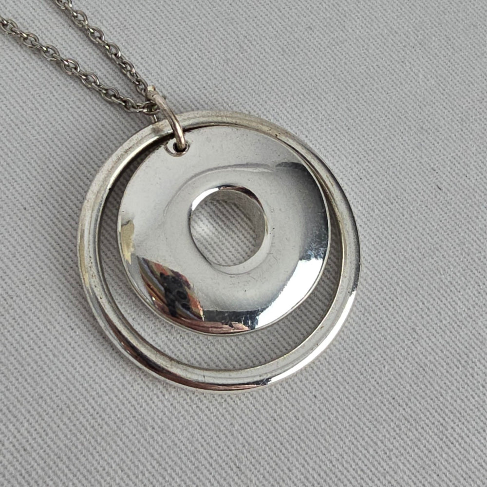 925 Sterling Silver Modern Open Circle Donut Pendant Necklace