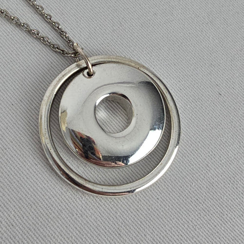 925 Sterling Silver Modern Open Circle Donut Pendant Necklace