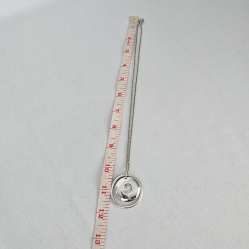 925 Sterling Silver Modern Open Circle Donut Pendant Necklace
