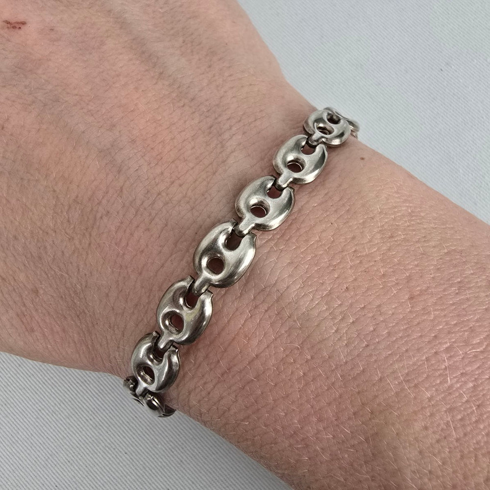 AG 925 Sterling Silver Puffed Mariner Link Bracelet