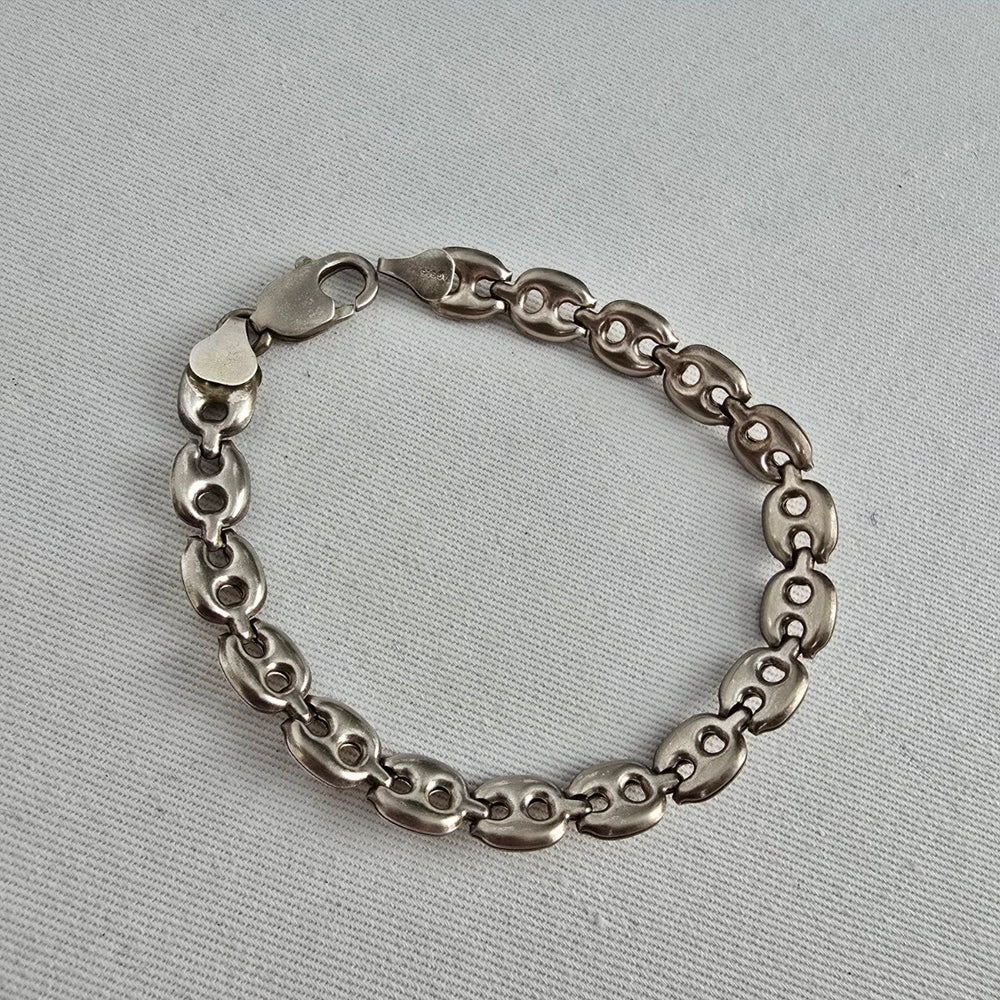 AG 925 Sterling Silver Puffed Mariner Link Bracelet