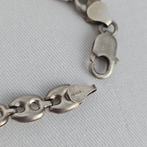 AG 925 Sterling Silver Puffed Mariner Link Bracelet
