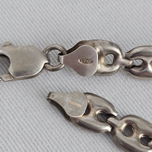 AG 925 Sterling Silver Puffed Mariner Link Bracelet