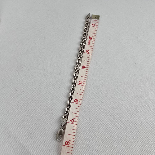 AG 925 Sterling Silver Puffed Mariner Link Bracelet