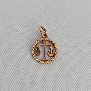 Vintage RJL 10K Gold Libra Zodiac Scales Bracelet Charm Pendant