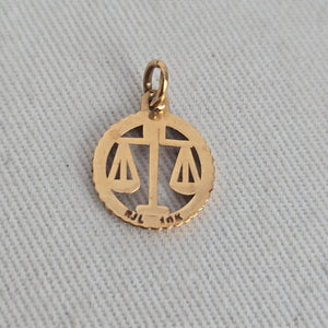 Vintage RJL 10K Gold Libra Zodiac Scales Bracelet Charm Pendant
