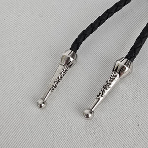 Western Faux Turquoise Bolo Tie Black Braided Cord Silver Tone Slide