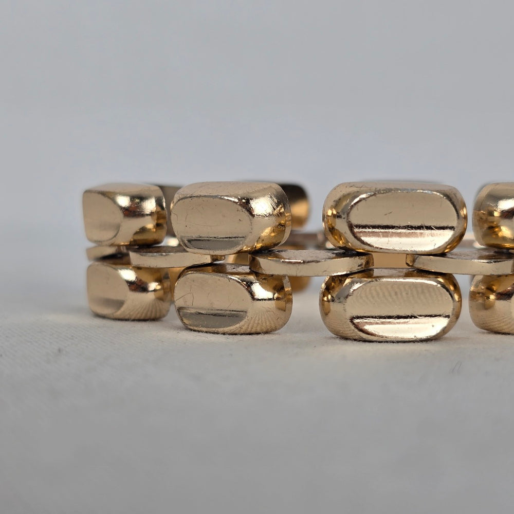 Vintage Gold Tone Geometric Link Bracelet