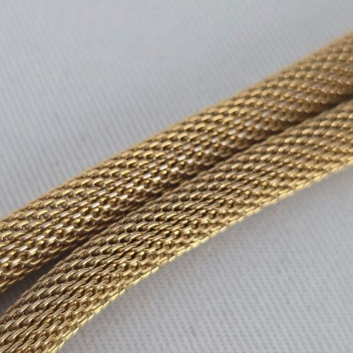 CDM Gold Tone Abstract Geometric Pendant Mesh Chain Necklace Vintage