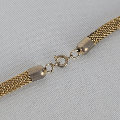 CDM Gold Tone Abstract Geometric Pendant Mesh Chain Necklace Vintage