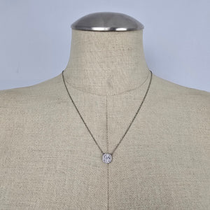 925 Sterling Silver Cushion Cut Clear Cubic Zirconia Halo Pendant Necklace