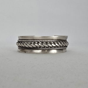 Vintage Bedouin-Style 800 Silver Cuff Bracelet — Heavy Rope & Curb Chain Design