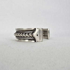 Vintage Bedouin-Style 800 Silver Cuff Bracelet — Heavy Rope & Curb Chain Design