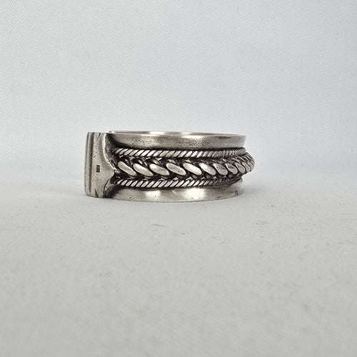 Vintage Bedouin-Style 800 Silver Cuff Bracelet — Heavy Rope & Curb Chain Design