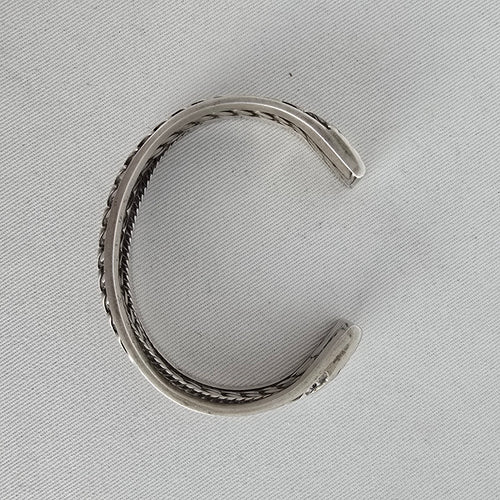 Vintage Bedouin-Style 800 Silver Cuff Bracelet — Heavy Rope & Curb Chain Design