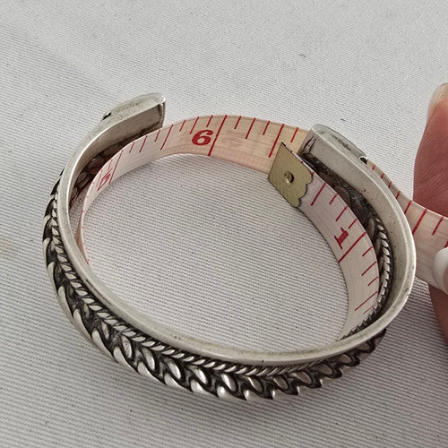 Vintage Bedouin-Style 800 Silver Cuff Bracelet — Heavy Rope & Curb Chain Design