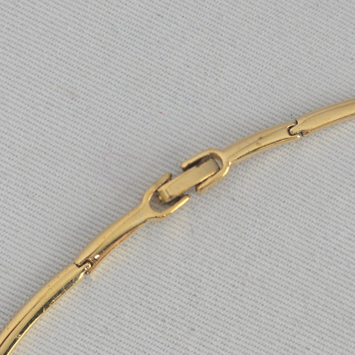 Vintage Gold Tone Three Rhinestone Collar Necklace Link Choker