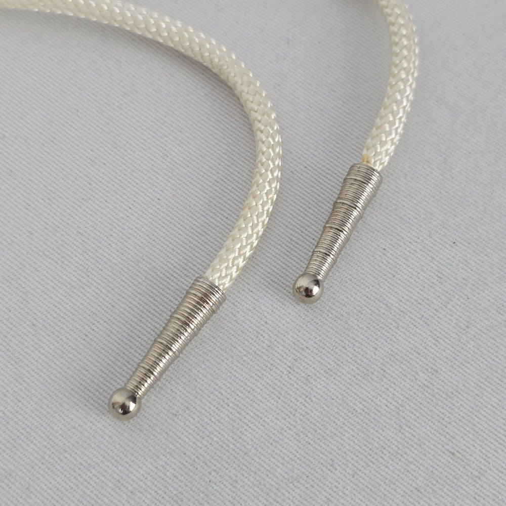 Vintage Horse Head Horseshoe Bolo Tie White Braided Cord Western Cowboy Necklace