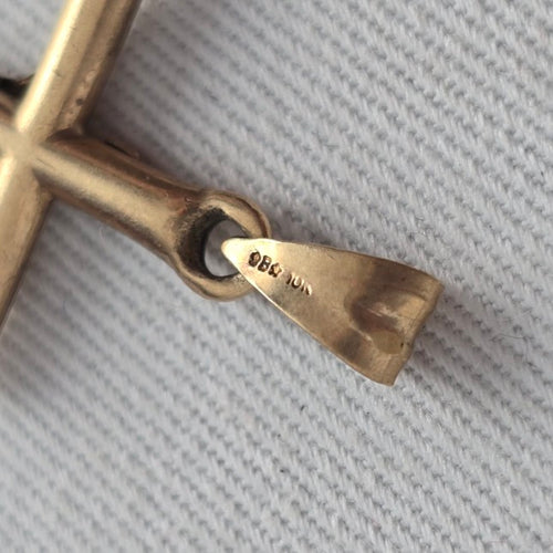 10K Yellow Gold Crucifix Cross Pendant Jesus Christ INRI Religious Charm 585
