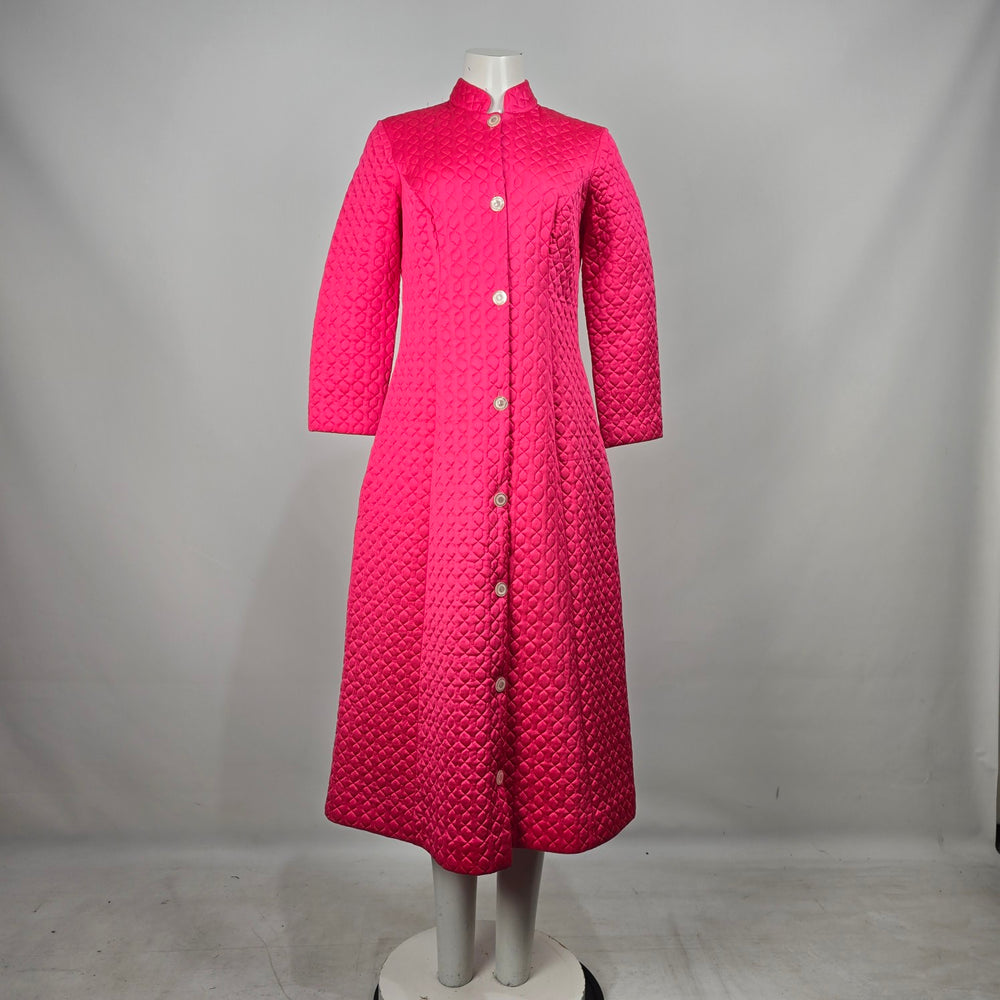 Vintage Molyclaire Pink Quilted Housecoat Dressing Gown Canada Size M