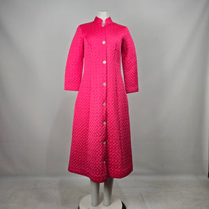 Vintage Molyclaire Pink Quilted Housecoat Dressing Gown Canada Size M