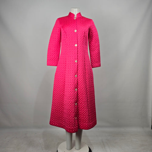 Vintage Molyclaire Pink Quilted Housecoat Dressing Gown Canada Size M