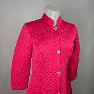 Vintage Molyclaire Pink Quilted Housecoat Dressing Gown Canada Size M