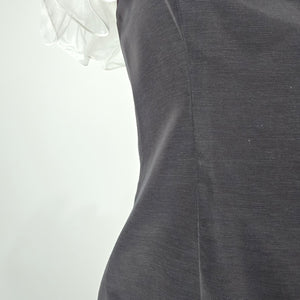 Vintage Loralie Black Cocktail Dress White Organza Ruffle Off Shoulder Size 10