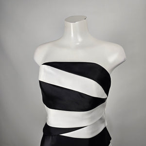 Black & White Strapless Satin Cocktail Mini Dress Size 10