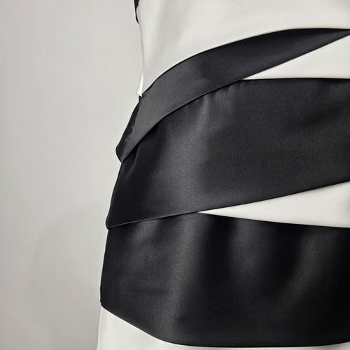 Black & White Strapless Satin Cocktail Mini Dress Size 10