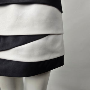 Black & White Strapless Satin Cocktail Mini Dress Size 10