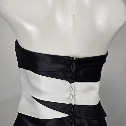 Black & White Strapless Satin Cocktail Mini Dress Size 10