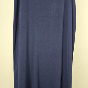 Yoors Navy Blue Knit Maxi Skirt L/XL Stretch Viscose Blend Minimalist Back Slit