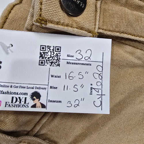 Carhartt Relaxed Fit Double Knee Pants Khaki Canvas Size 32x32