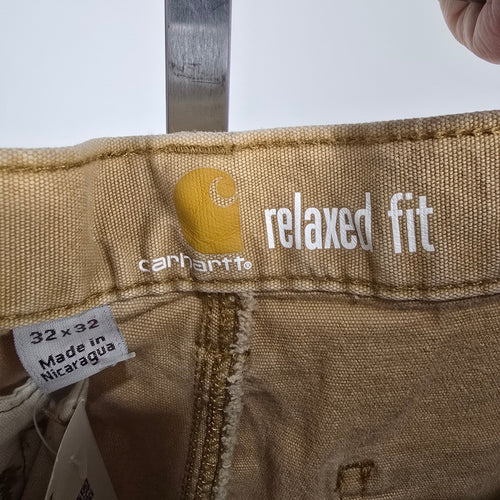 Carhartt Relaxed Fit Double Knee Pants Khaki Canvas Size 32x32