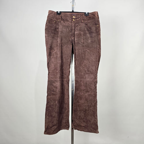 Vintage BUM Equipment Brown Genuine Suede Leather Bootcut Pants Size 16