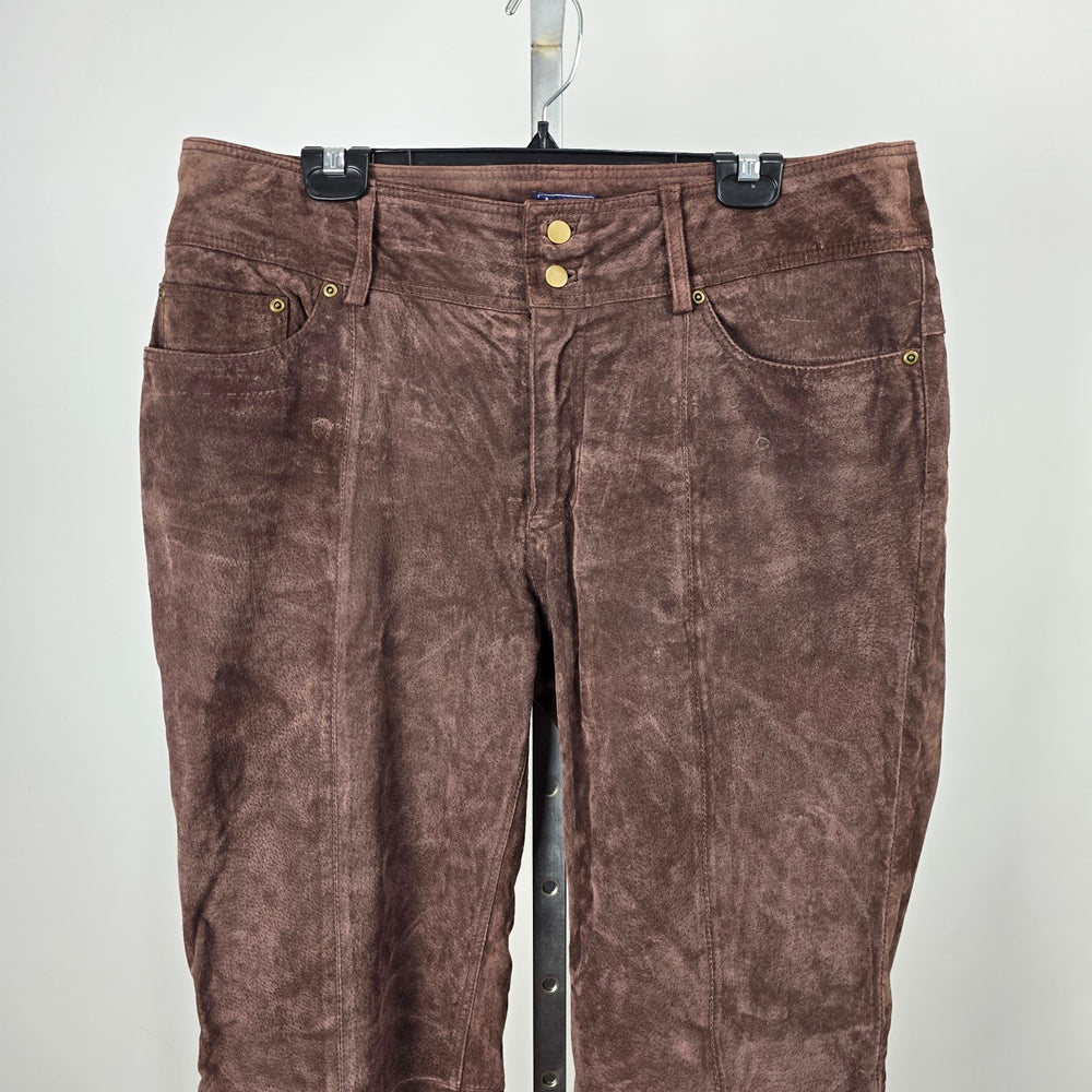 Vintage BUM Equipment Brown Genuine Suede Leather Bootcut Pants Size 16