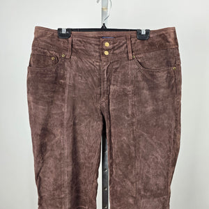Vintage BUM Equipment Brown Genuine Suede Leather Bootcut Pants Size 16