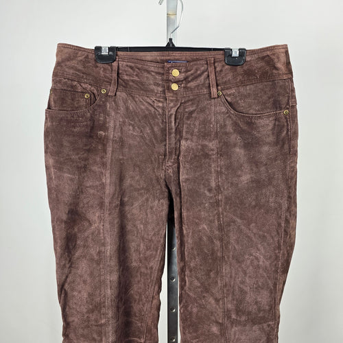 Vintage BUM Equipment Brown Genuine Suede Leather Bootcut Pants Size 16