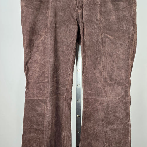 Vintage BUM Equipment Brown Genuine Suede Leather Bootcut Pants Size 16