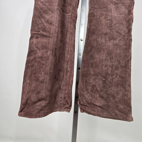 Vintage BUM Equipment Brown Genuine Suede Leather Bootcut Pants Size 16
