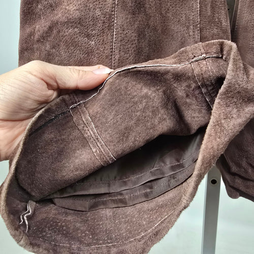 Vintage BUM Equipment Brown Genuine Suede Leather Bootcut Pants Size 16