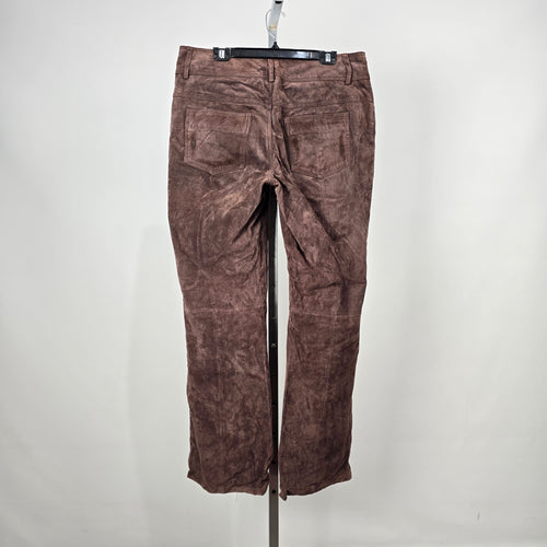 Vintage BUM Equipment Brown Genuine Suede Leather Bootcut Pants Size 16
