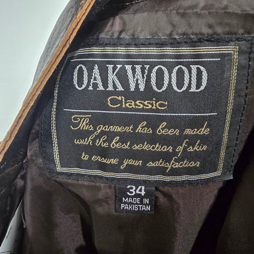 Vintage Oakwood Classic Leather Pants Size 34 Black Brown Distressed Straight Leg Lined
