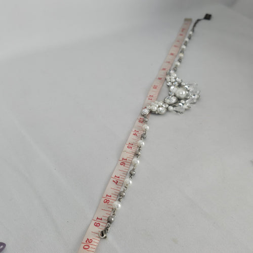 FAC Jubilee Silver Tone Faux Pearl & Rhinestone Statement Necklace