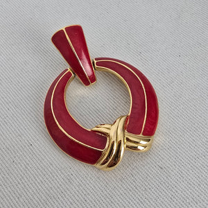 Vintage Trifari Red Enamel Gold Tone Earrings
