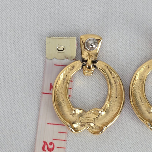 Vintage Trifari Red Enamel Gold Tone Earrings