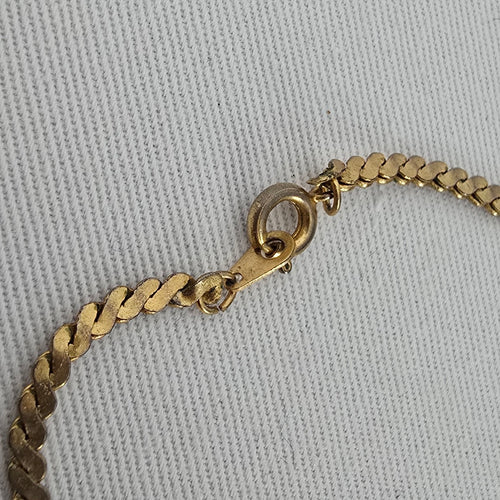Vintage Clear Fluted Heart Pendant Necklace Gold Tone Chain Large Statement