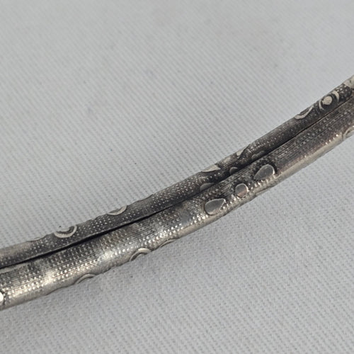 Vintage Style Silver Tone Engraved Hasli Torque Choker Necklace
