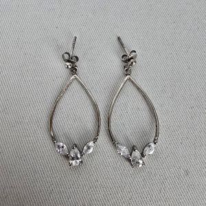 925 Sterling Silver Teardrop Drop Earrings with Clear Cubic Zirconia